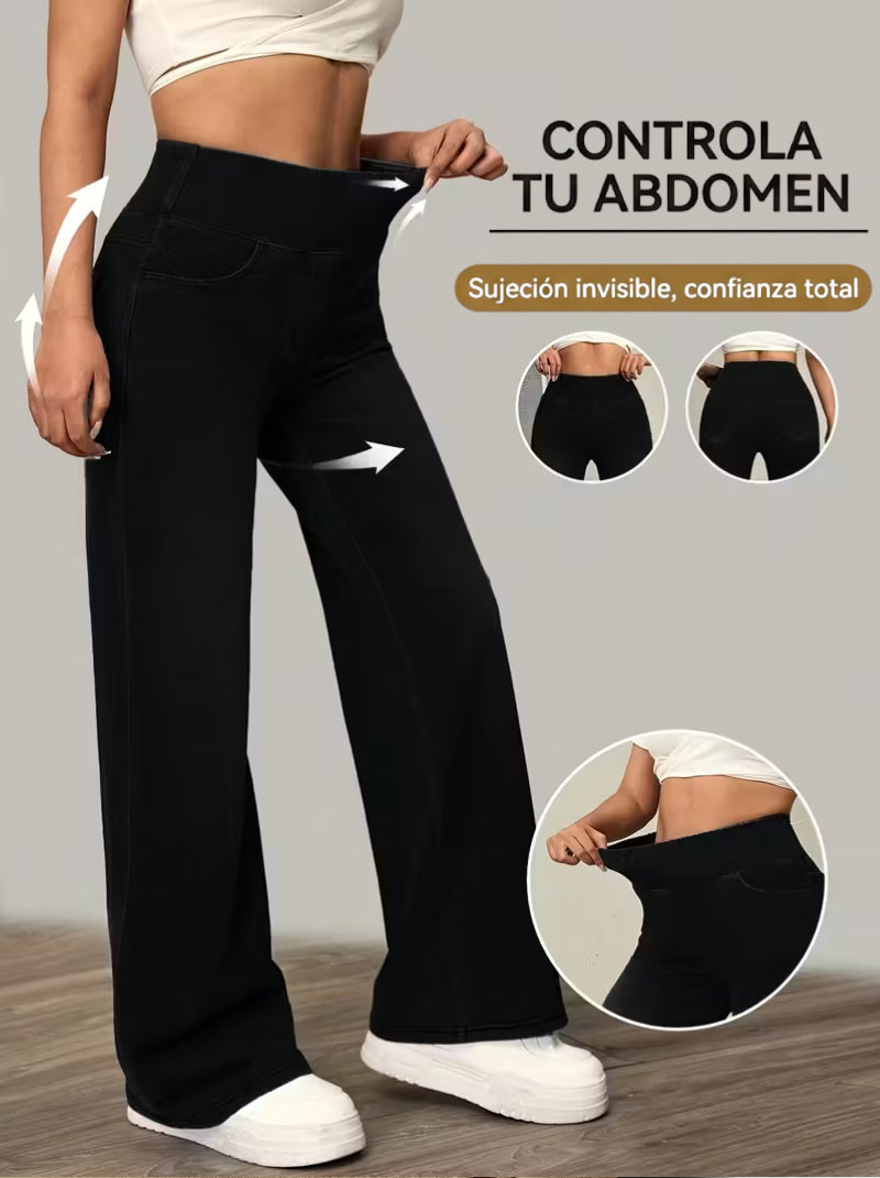 Pantalones anchos con control de abdomen