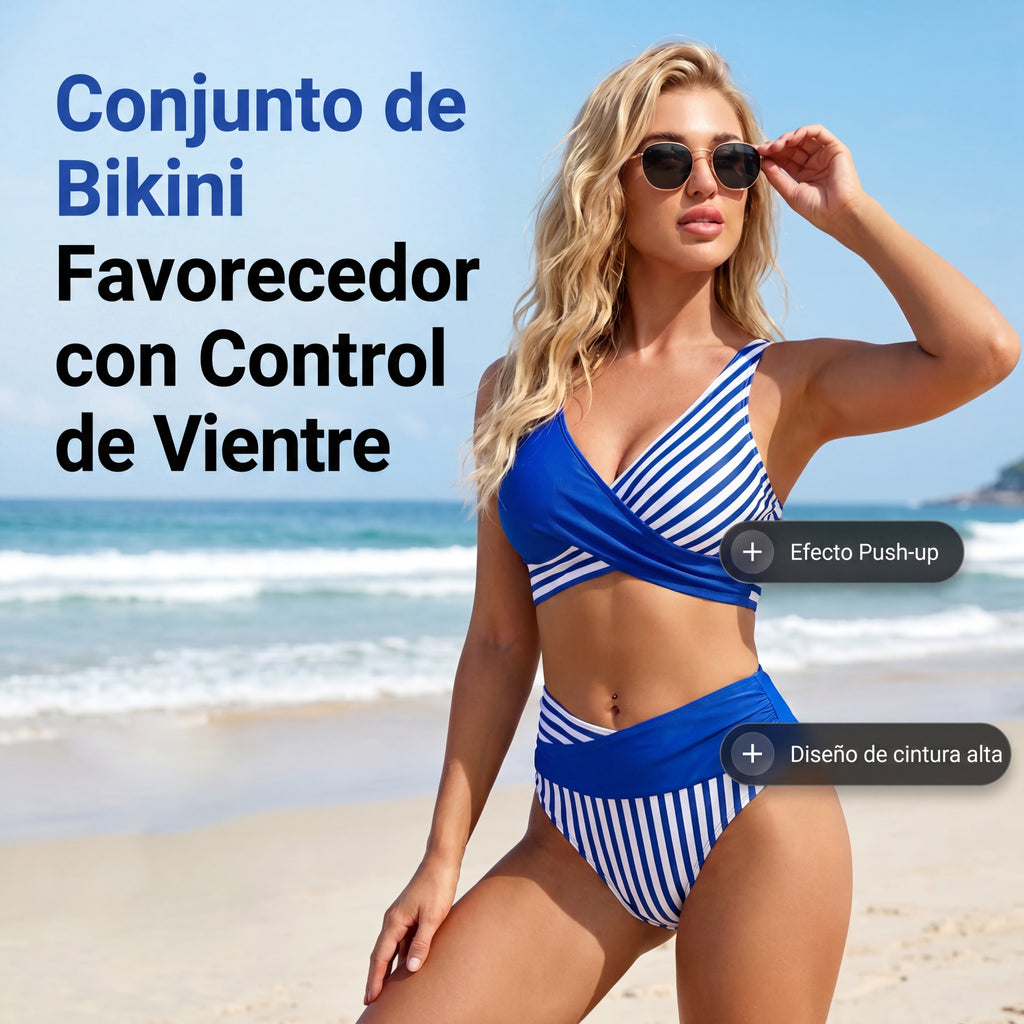 Bikini de dos piezas con control de abdomen - Azul